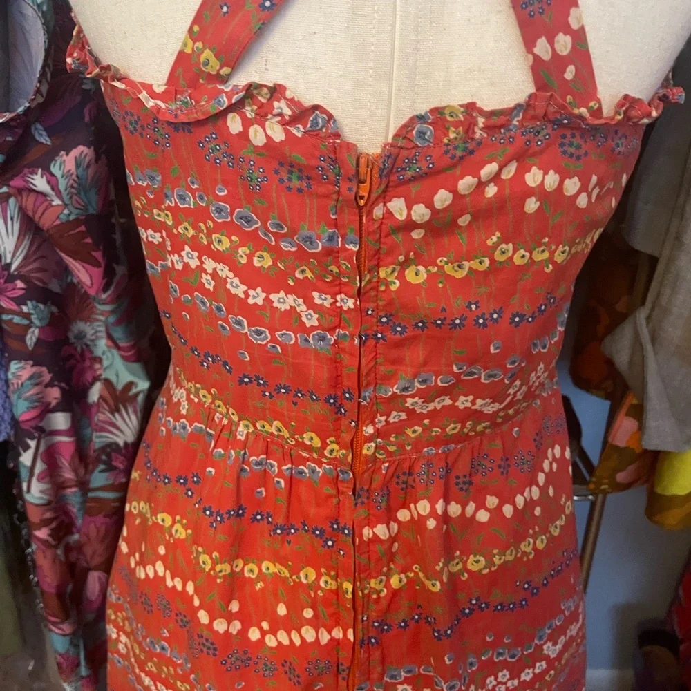 Vintage 1970s Does 1940s Floral Dress - Size Medium - Picture 9 of 11